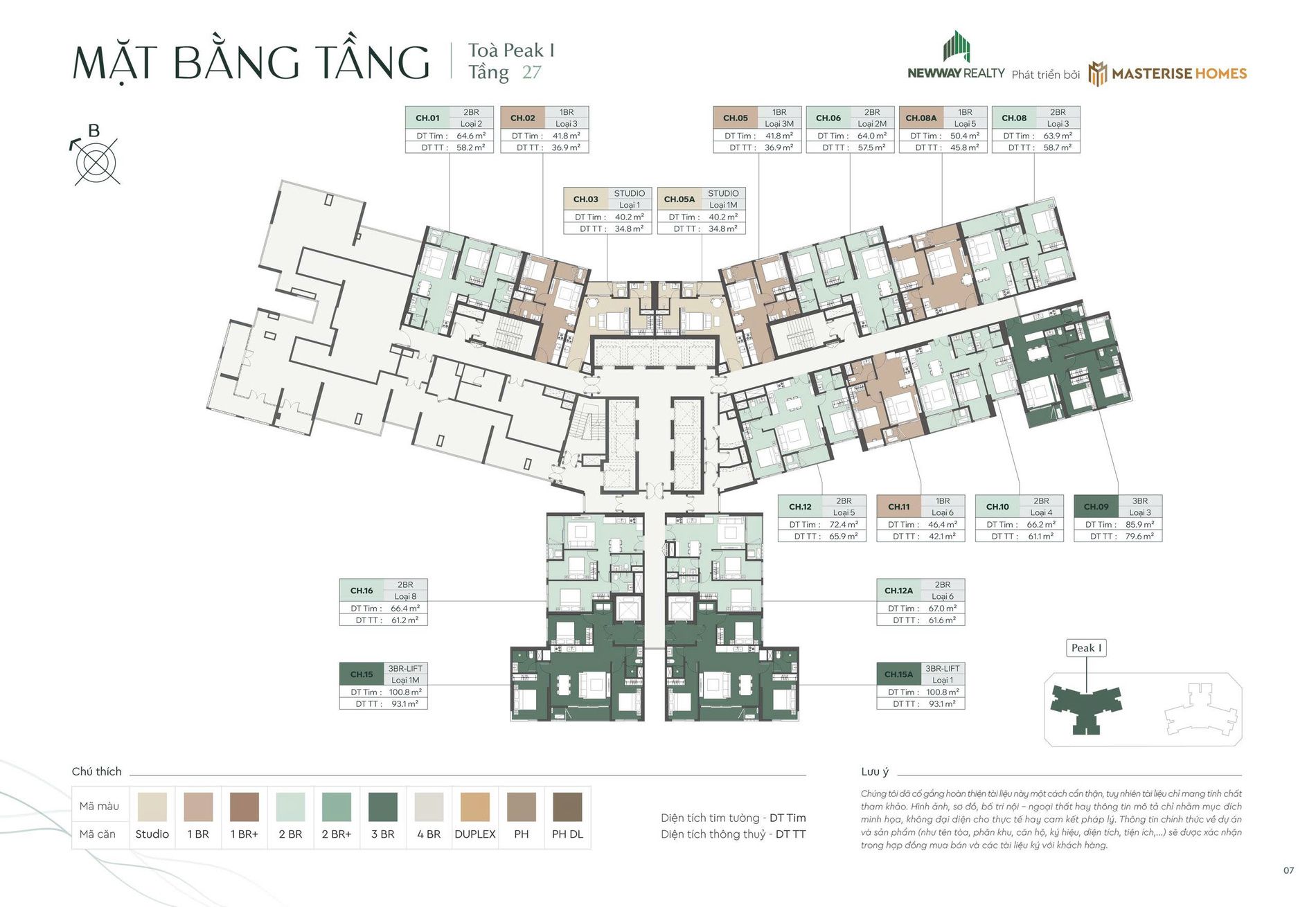 Mặt bằng tầng 27 Lumiere Essence Peak Cổ Loa