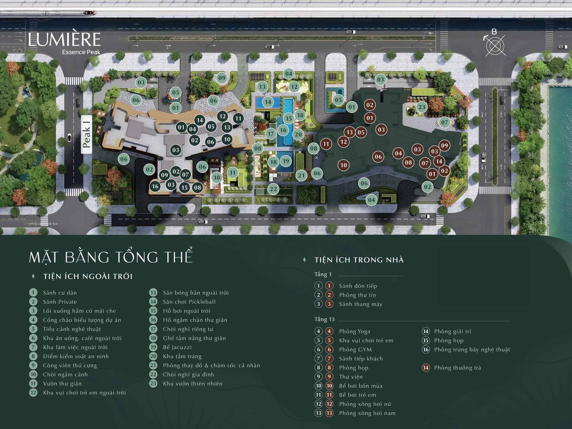 Mặt bằng tiện ích Lumiere Essence Peak Cổ Loa