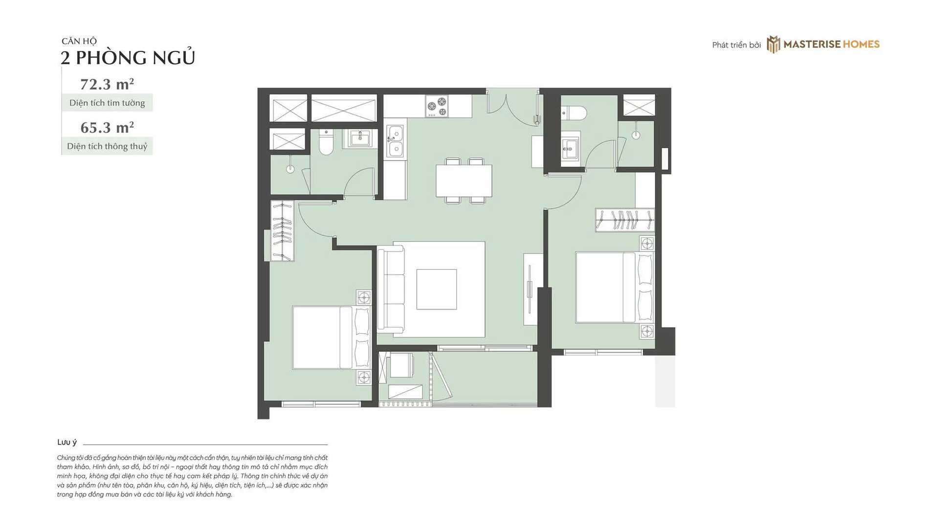 Thiết kế căn 2 ngủ Lumiere Essence Peak Cổ Loa