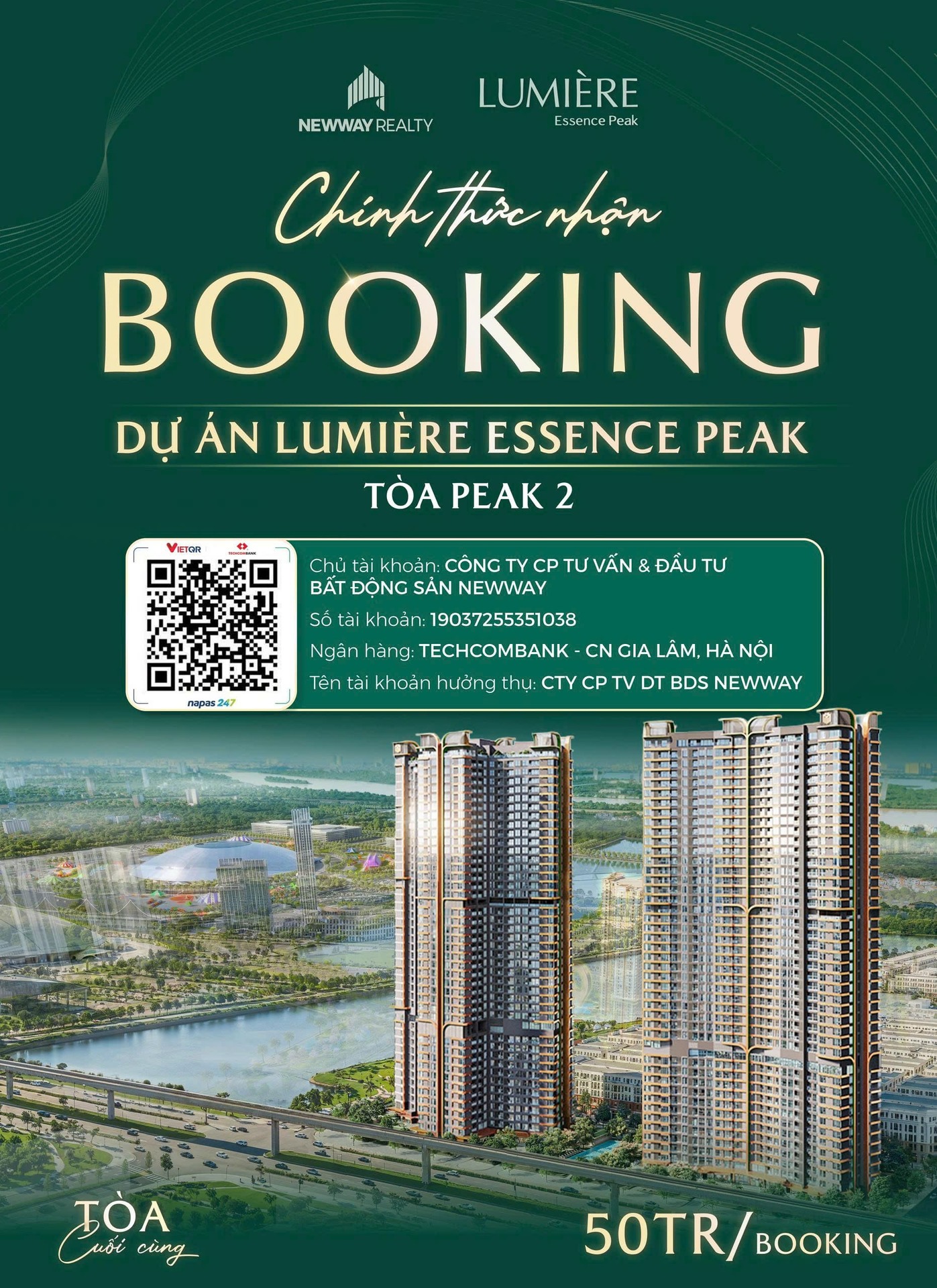 booking toà cuối Peak 2 Lumiere Essence Peak Cổ Loa